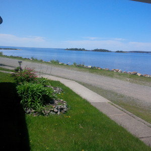 View of Lake Huron from a restaurant near Thessalon.